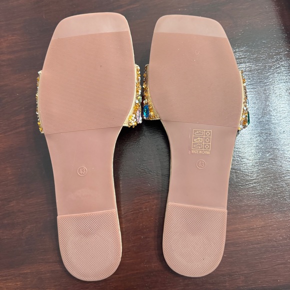 Embellished Gold Slide Sandals - Picture 4 of 8